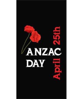ANZAC Day Flag - Black with Red Poppies (31)