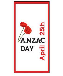 ANZAC Day Flag - White with Red Poppies (32)