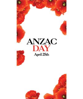 ANZAC Day Flag - White with Poppy Border (47)