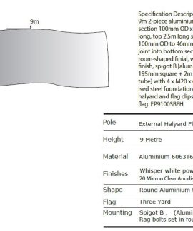 9m Flagpole with External Halyard