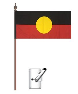 Aboriginal Flag Bracket and Pole Kit 900mm x 450mm (Knitted)