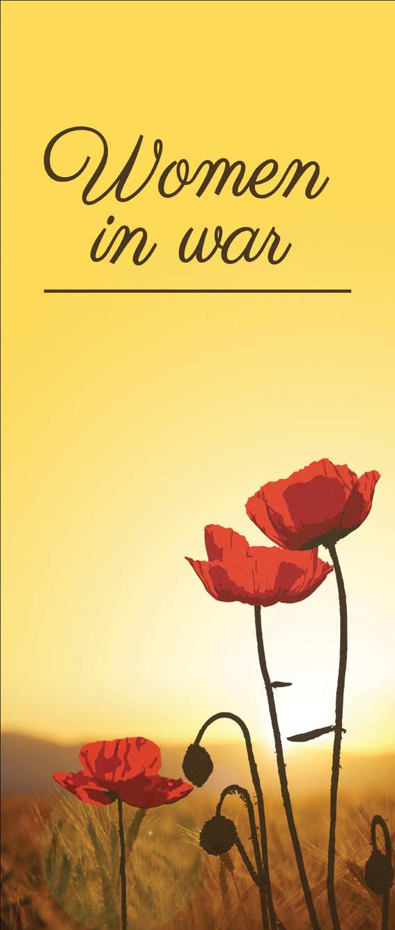 Women in war poster with red poppies