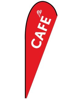 Cafe Medium Red Teardrop Flag