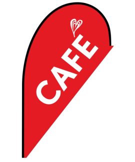 Cafe Small Red Teardrop Flag