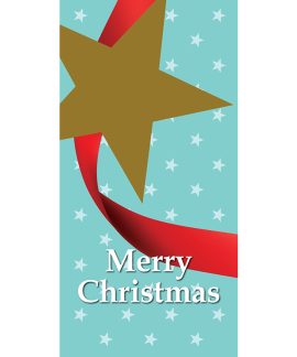 Merry Christmas Flag with Star Light Blue