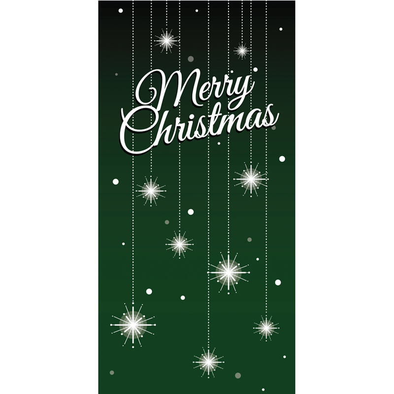 Merry Christmas Flag Green with Stars 900mm x 1800mm (Various Finishes)