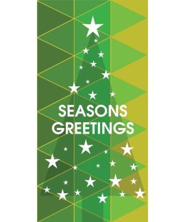 Seasons Greeting Tree with Stars Green 900mm x 1800mm (Various FInishes)