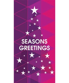 Seasons Greeting Tree with Stars Purple 900mm x 1800mm (Various FInishes)
