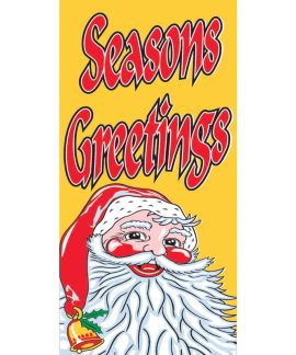 Seasons Greetings Santa Flag Yellow Vertical 900mm x 1800mm (Knitted)