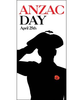 ANZAC Day Flag - Soldier Silhouette with Poppy  (52)