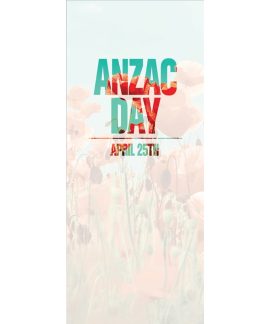 ANZAC Day Flag - Transparent White Over Poppies and Sky