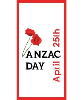 ANZAC Day Flag - Poppies with Red Border