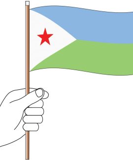 Djibouti Handwaver Flag 300mm x 150mm (Knitted)