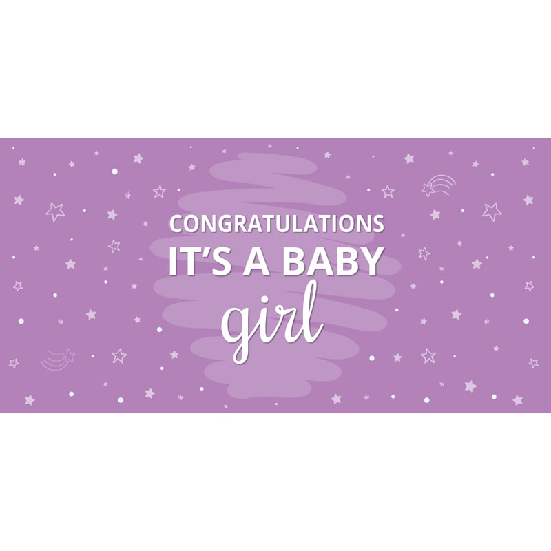 Congratulations It's a Baby Girl Purple Flag 1800mm x 900mm (Knitted)