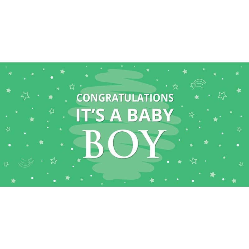Congratulations It's a Baby Boy Green Flag 1800mm x 900mm (Knitted)