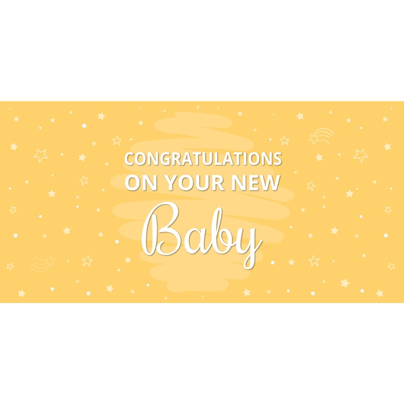 Congratulations on Your New Baby Yellow Flag Flag 1800mm x 900mm (Knitted)
