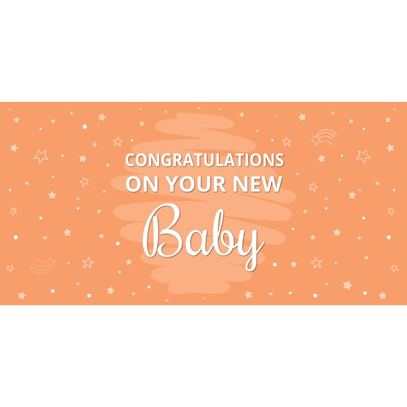 Congratulations on Your New Baby Orange Flag 1800mm x 900mm (Knitted)