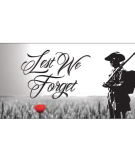 Lest We Forget Soldier and Poppy Header and Loops Flagpole Flag