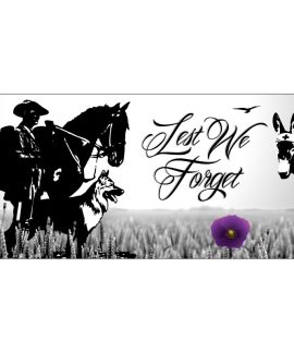Lest We Forget Animals Purple Poppy Flag Header and Loops Flagpole Flag