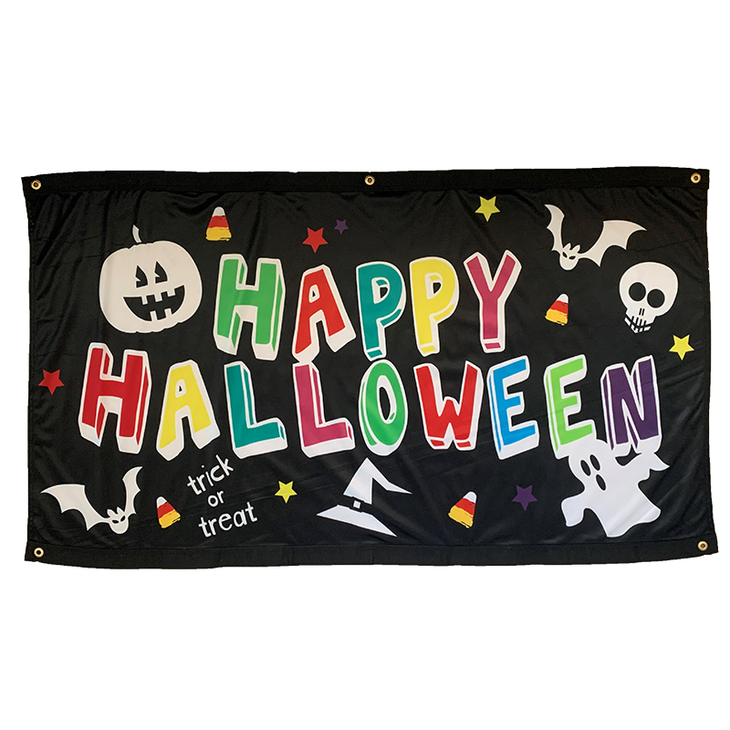 Black Halloween Flag with Eyelet Finish