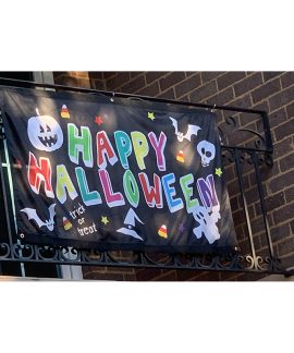 Black Halloween Eyelet Flag Balcony Display