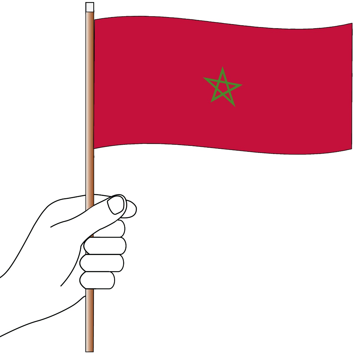 Hand holding the flag of Morocco