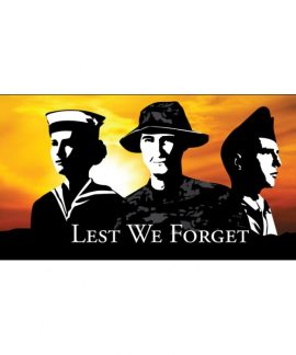Military tribute banner with soldiers at sunset