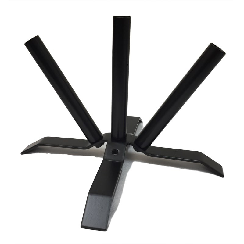 Black metal stand with four angled supports
