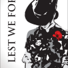 Soldier bowing head with red poppy remembrance