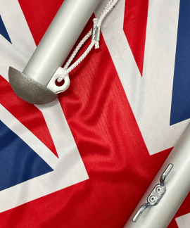 Union Jack flag with metal flagpole parts