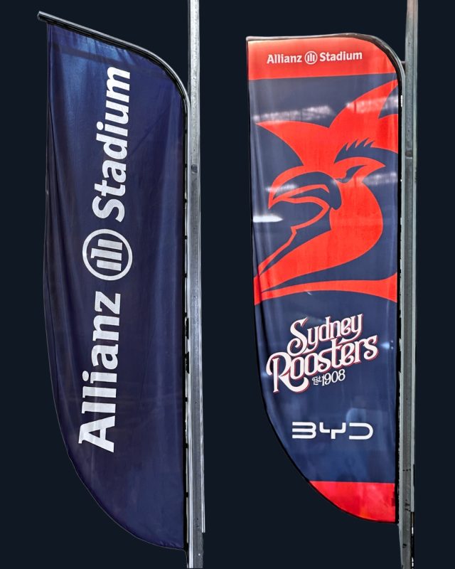 Allianz Stadium and Sydney Roosters pole banners on Flagtrax